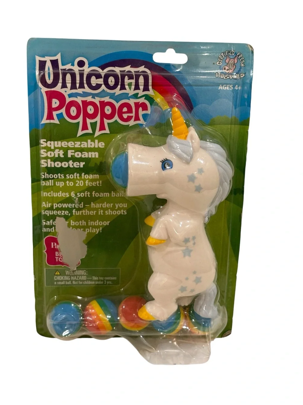 NEW Hog Wild Unicorn Popper Squeezable Soft Foam Shooter Toy